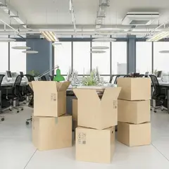 Office relocation in Hertfordshire — desks and IT being moved